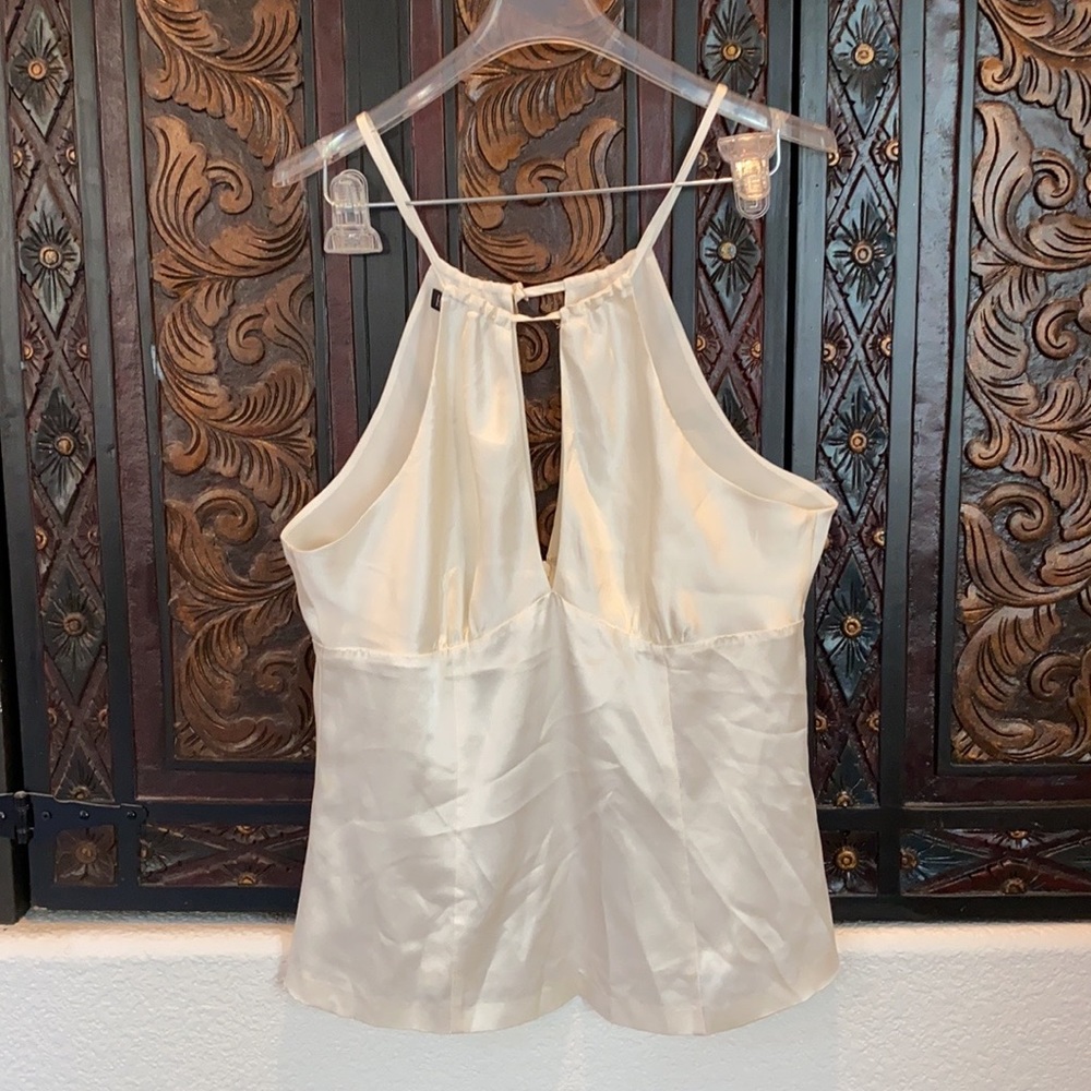 INC Petite white silk halter top 12P 12